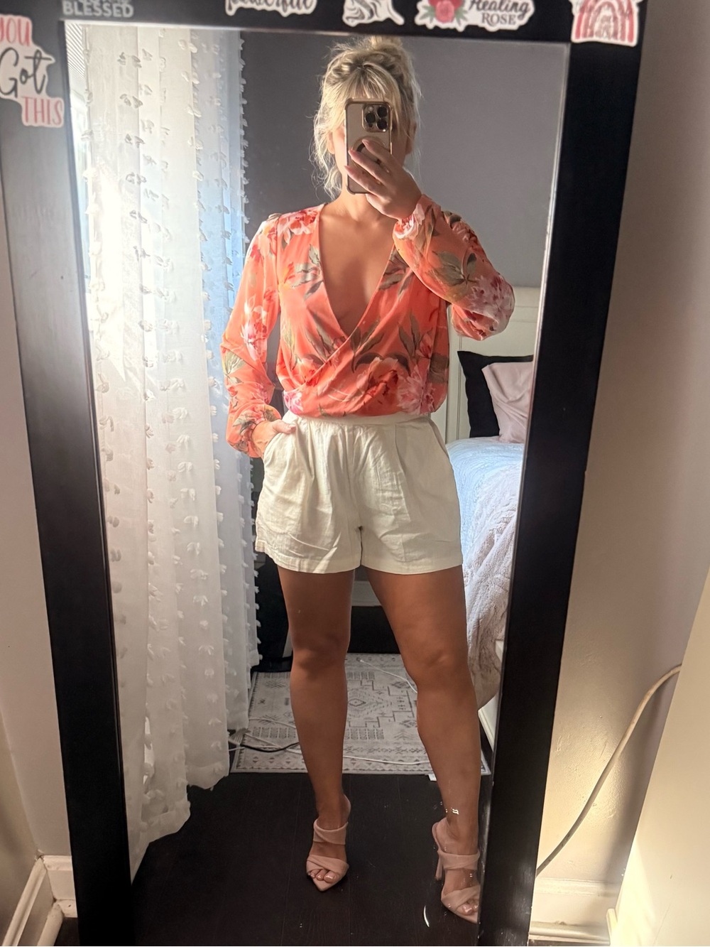 Windsor Floral Wrap Blouse with Deep V-Neck